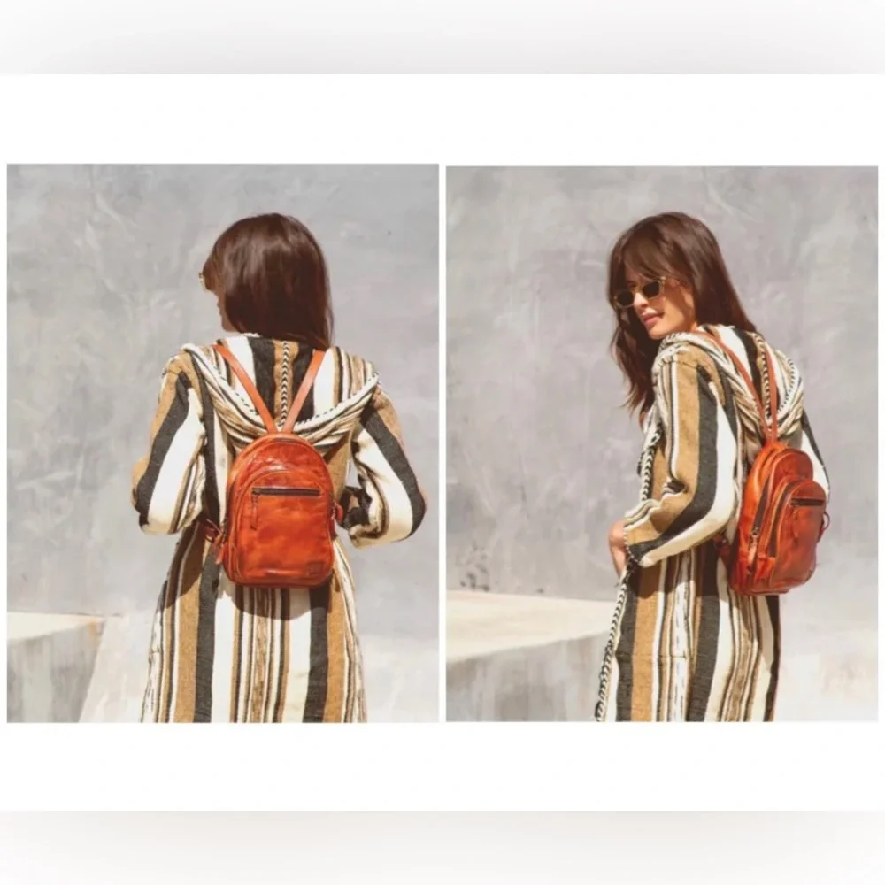 NWOT Bed Stu Leather Dominque Backpack Cognac DD Retail $235